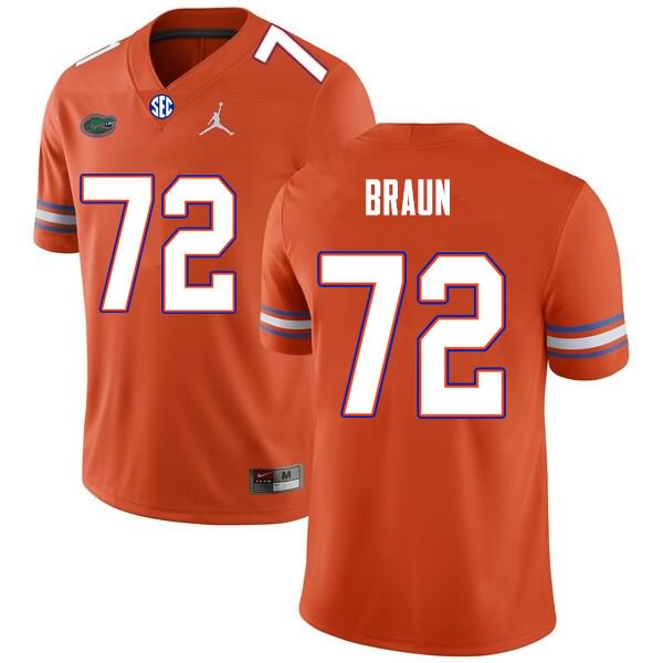 NCAA Florida Gators Josh Braun Men's #72 Nike Orange Stitched Authentic College Football Jersey DMC6664UM